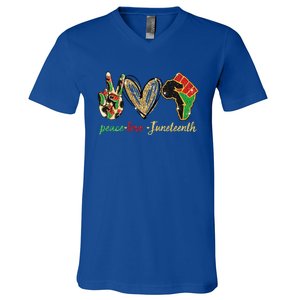 6mx Peace Love Juneteenth Of June 19 1865 African American Cute Gift V-Neck T-Shirt