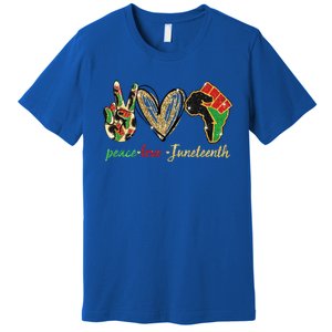 6mx Peace Love Juneteenth Of June 19 1865 African American Cute Gift Premium T-Shirt