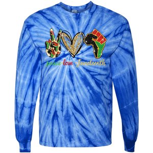 6mx Peace Love Juneteenth Of June 19 1865 African American Cute Gift Tie-Dye Long Sleeve Shirt