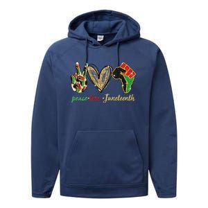 6mx Peace Love Juneteenth Of June 19 1865 African American Cute Gift Performance Fleece Hoodie