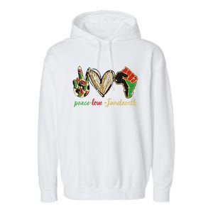 6mx Peace Love Juneteenth Of June 19 1865 African American Cute Gift Garment-Dyed Fleece Hoodie