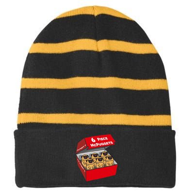 6 Piece Mcpuggets IM Puggin It Striped Beanie with Solid Band