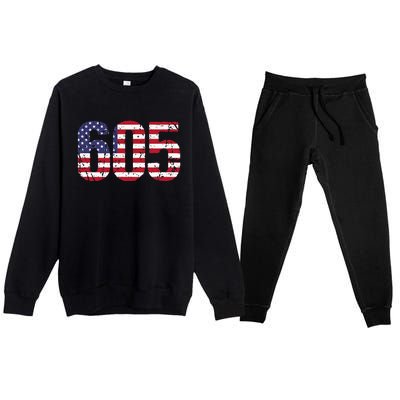 605 South Dakota Area Code Premium Crewneck Sweatsuit Set