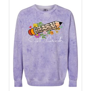 6Th Sixth Grade Leopard Pencil Back To School Teachers Meaningful Gift Colorblast Crewneck Sweatshirt