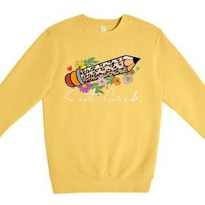 6Th Sixth Grade Leopard Pencil Back To School Teachers Meaningful Gift Premium Crewneck Sweatshirt