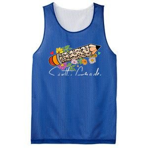 6Th Sixth Grade Leopard Pencil Back To School Teachers Meaningful Gift Mesh Reversible Basketball Jersey Tank