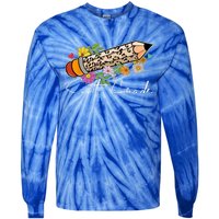 6Th Sixth Grade Leopard Pencil Back To School Teachers Meaningful Gift Tie-Dye Long Sleeve Shirt