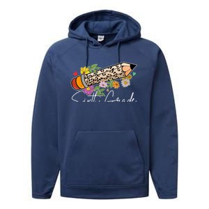 6Th Sixth Grade Leopard Pencil Back To School Teachers Meaningful Gift Performance Fleece Hoodie