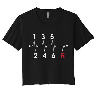 6 Speeds Gear Shift Manual Transmission Funny Car Race Gift Women's Crop Top Tee