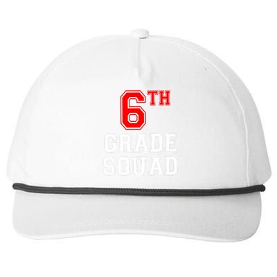 6th Sixth Grade Squad Back To School Teacher Gift Snapback Five-Panel Rope Hat