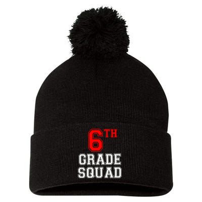 6th Sixth Grade Squad Back To School Teacher Gift Pom Pom 12in Knit Beanie