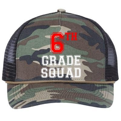 6th Sixth Grade Squad Back To School Teacher Gift Retro Rope Trucker Hat Cap