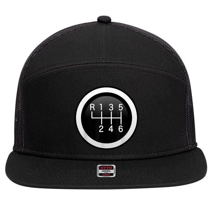 6 Speed Manual Stick Gear Shift Auto Racing Car 7 Panel Mesh Trucker Snapback Hat