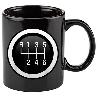 6 Speed Manual Stick Gear Shift Auto Racing Car 11oz C Handle Ceramic Mug