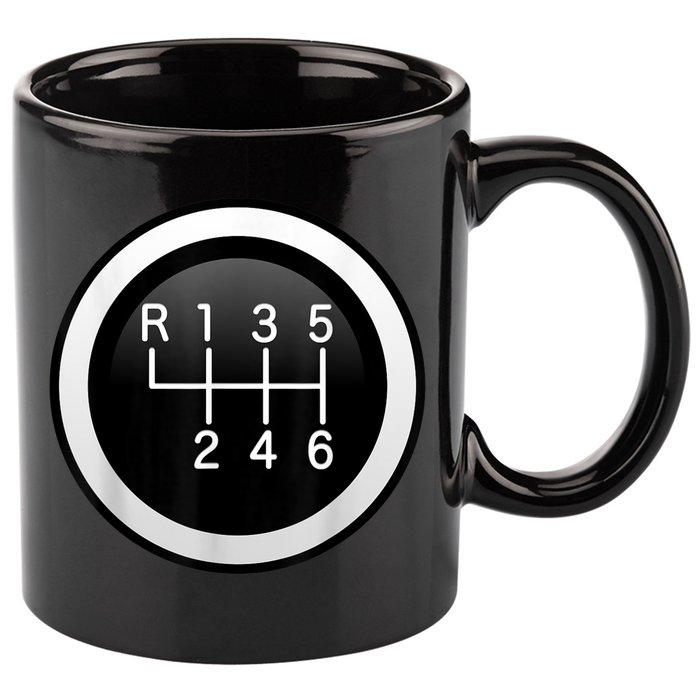 6 Speed Manual Stick Gear Shift Auto Racing Car 11oz C Handle Ceramic Mug