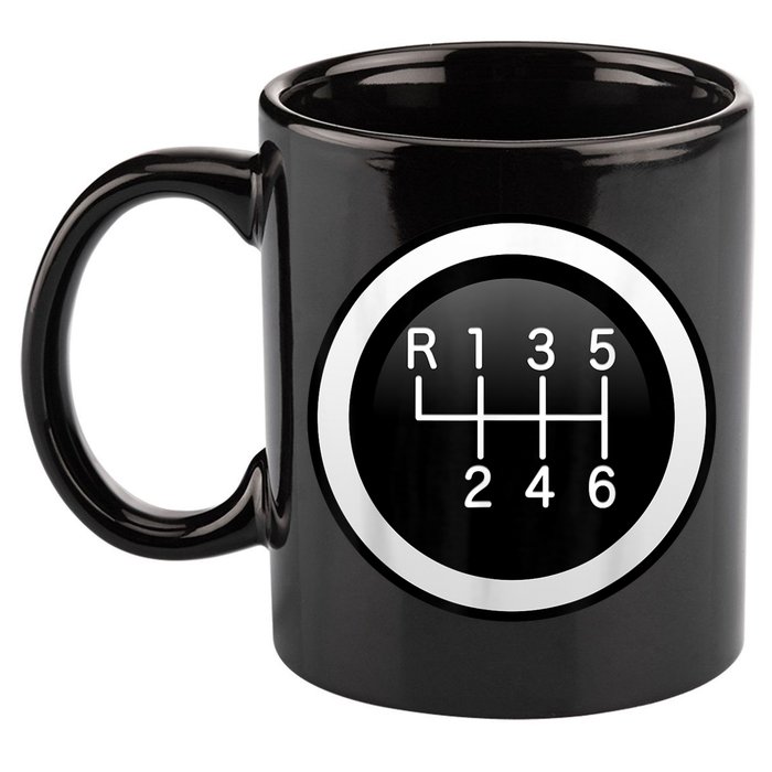 6 Speed Manual Stick Gear Shift Auto Racing Car 11oz C Handle Ceramic Mug