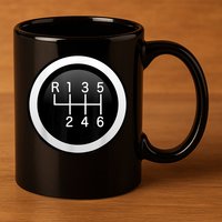 6 Speed Manual Stick Gear Shift Auto Racing Car 11oz C Handle Ceramic Mug
