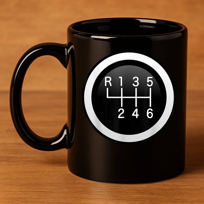 6 Speed Manual Stick Gear Shift Auto Racing Car 11oz C Handle Ceramic Mug