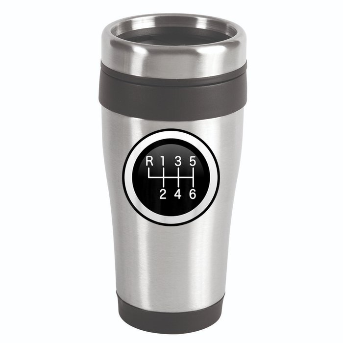 6 Speed Manual Stick Gear Shift Auto Racing Car 16oz Travel Tumbler