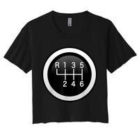 6 Speed Manual Stick Gear Shift Auto Racing Car Women's Crop Top Tee