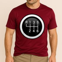 6 Speed Manual Stick Gear Shift Auto Racing Car Cooling Performance Crew T-Shirt