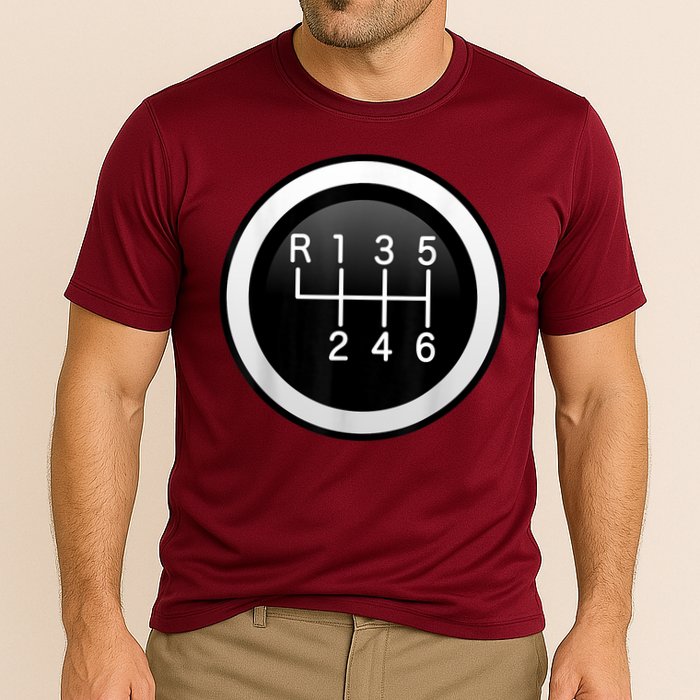 6 Speed Manual Stick Gear Shift Auto Racing Car Cooling Performance Crew T-Shirt