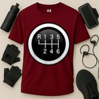 6 Speed Manual Stick Gear Shift Auto Racing Car Cooling Performance Crew T-Shirt