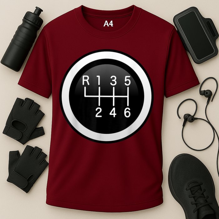 6 Speed Manual Stick Gear Shift Auto Racing Car Cooling Performance Crew T-Shirt