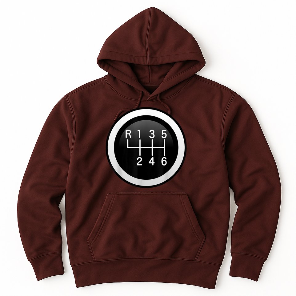 6 Speed Manual Stick Gear Shift Auto Racing Car Hoodie