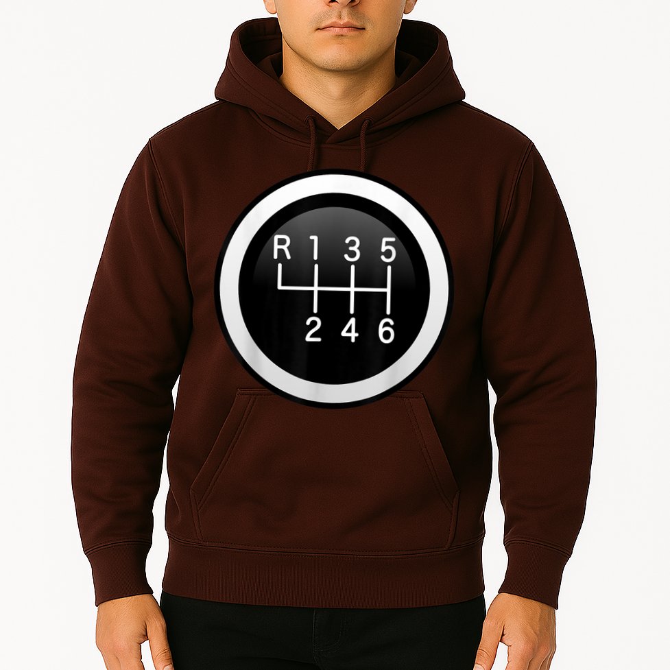 6 Speed Manual Stick Gear Shift Auto Racing Car Hoodie