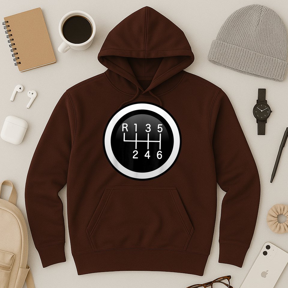 6 Speed Manual Stick Gear Shift Auto Racing Car Hoodie