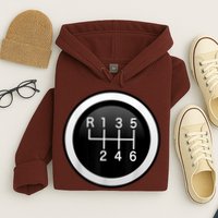 6 Speed Manual Stick Gear Shift Auto Racing Car Hoodie