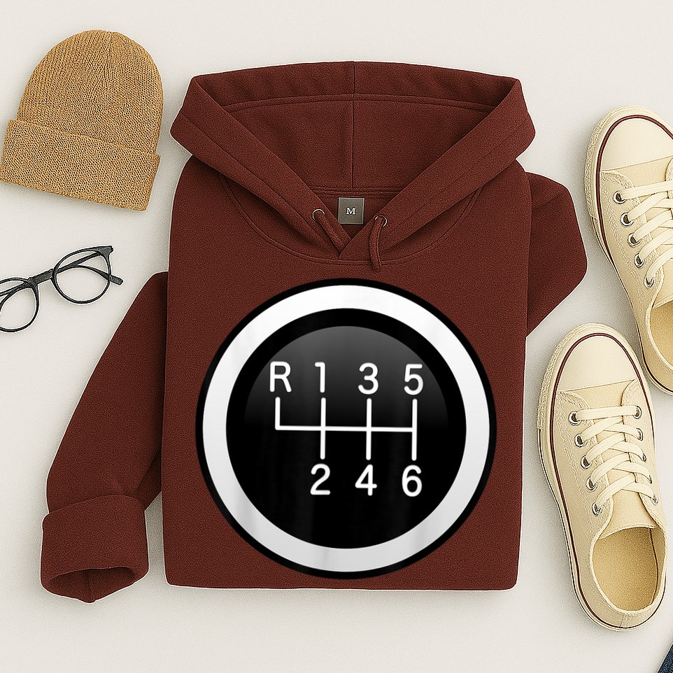 6 Speed Manual Stick Gear Shift Auto Racing Car Hoodie
