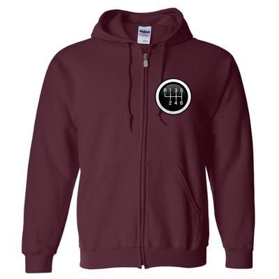 6 Speed Manual Stick Gear Shift Auto Racing Car Full Zip Hoodie