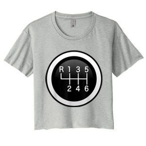 6 Speed Manual Stick Gear Shift Auto Racing Car Women's Crop Top Tee