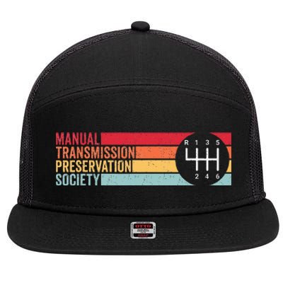 6 Speed Manual Transmission Preservation Society 7 Panel Mesh Trucker Snapback Hat