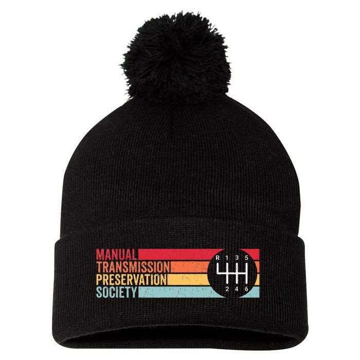 6 Speed Manual Transmission Preservation Society Pom Pom 12in Knit Beanie