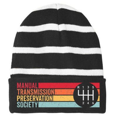 6 Speed Manual Transmission Preservation Society Striped Beanie with Solid Band