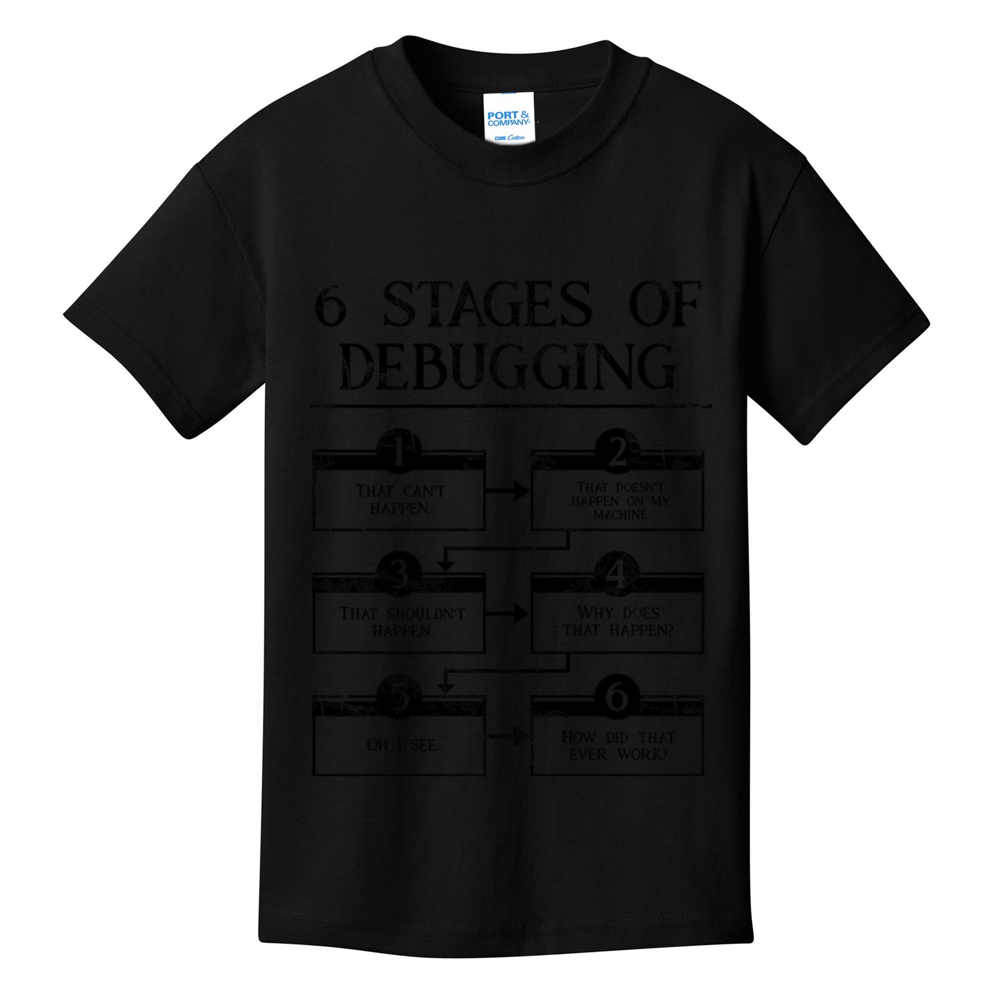 6 Stages Of Debugging Kids T-Shirt