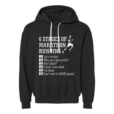 6 Stages Of Marathon Running Gift For Runner Garment-Dyed Fleece Hoodie