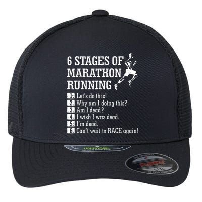 6 Stages Of Marathon Running Gift For Runner Flexfit Unipanel Trucker Cap