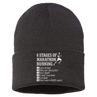 6 Stages Of Marathon Running Gift For Runner Sustainable Knit Beanie