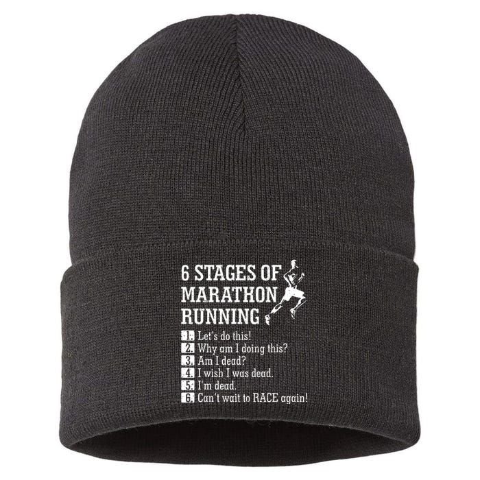 6 Stages Of Marathon Running Gift For Runner Sustainable Knit Beanie