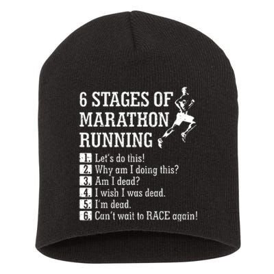 6 Stages Of Marathon Running Gift For Runner Short Acrylic Beanie