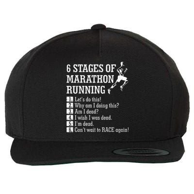 6 Stages Of Marathon Running Gift For Runner Wool Snapback Cap