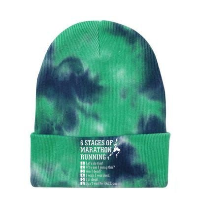 6 Stages Of Marathon Running Gift For Runner Tie Dye 12in Knit Beanie