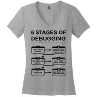 6 Stages Of Debugging Design Programming Computer Science Women's V-Neck T-Shirt