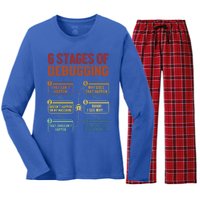 6 Stages Of Debugging Full Stack Coder Software Developer Funny Gift Women's Long Sleeve Flannel Pajama Set 