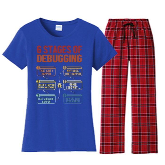 6 Stages Of Debugging Full Stack Coder Software Developer Funny Gift Women's Flannel Pajama Set