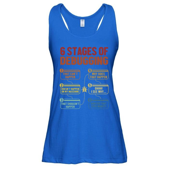 6 Stages Of Debugging Full Stack Coder Software Developer Funny Gift Ladies Essential Flowy Tank